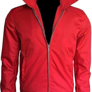 red Leather Jacket & Black T-Shirt